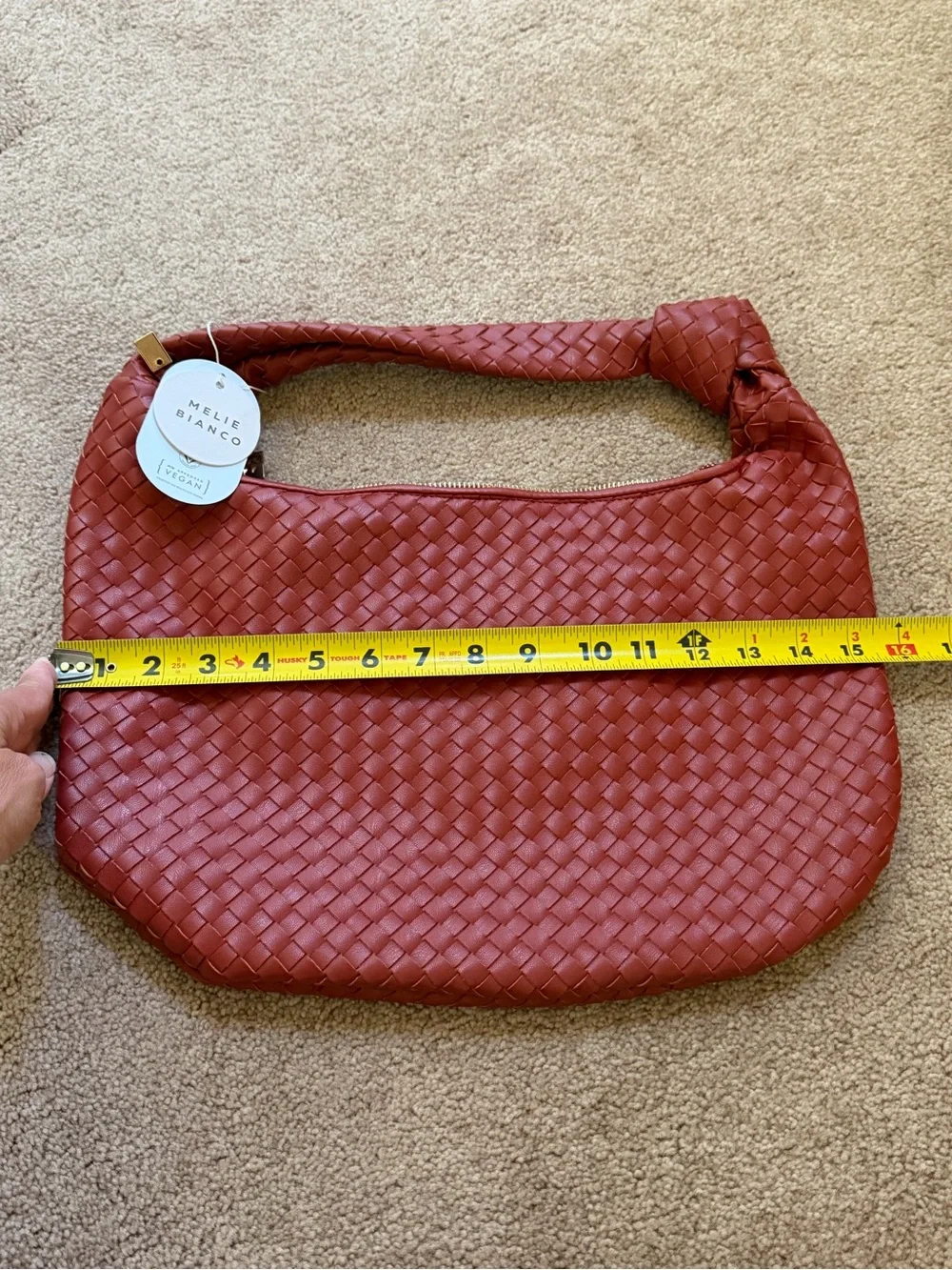 NWT neeAnthropologie melie Bianco Brigitte satchel woven knot bag tomato orange